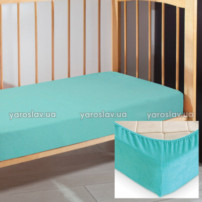 Prześcieradło dziecięce frotte z gumką 02 mentol 120x60x10 cm TM Yaroslav